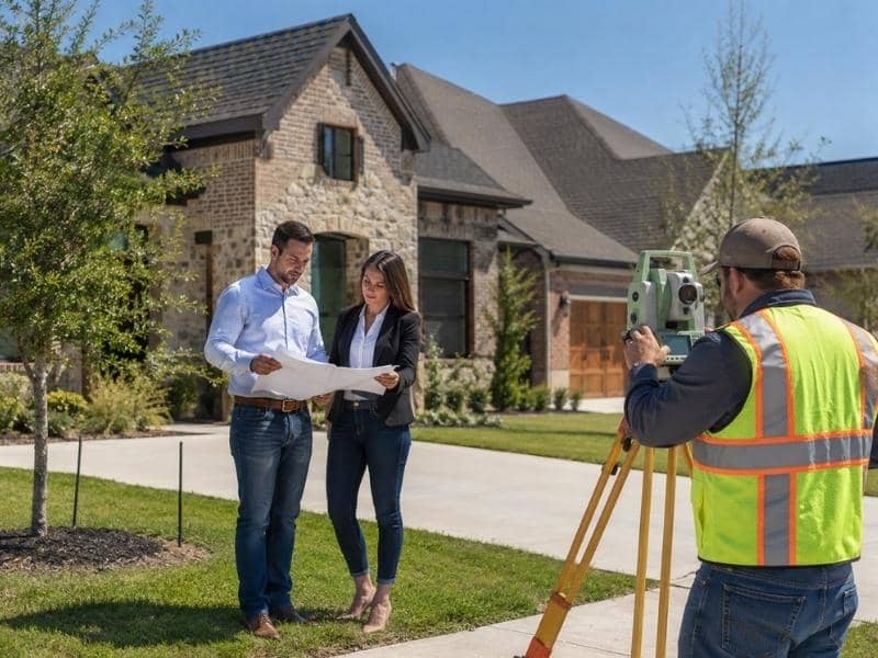 Mortgage Survey in McKinney Texas for a homebuyer reviewing property boundaries before closing